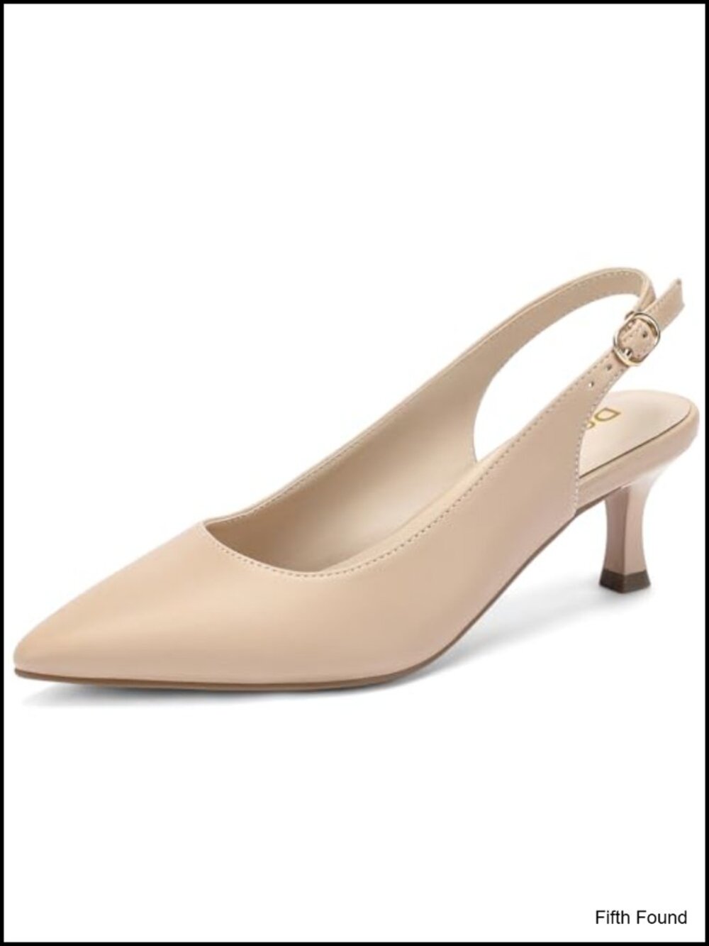 Slingback Kitten Heels Pointed Toe Low Heel Pumps Faux Leather
